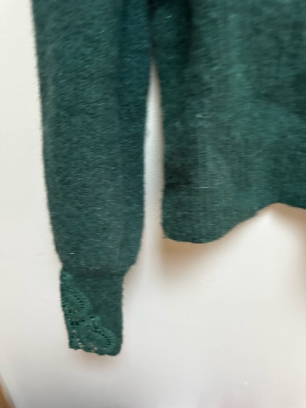 Boden Dark Green Cardigan with Lace Cuffs - Picture 8 of 9